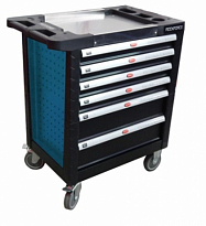 Тележка инструментальная RF-1141116B 6 секций с пластиковой защитой корпуса,металлической крышкой+2б